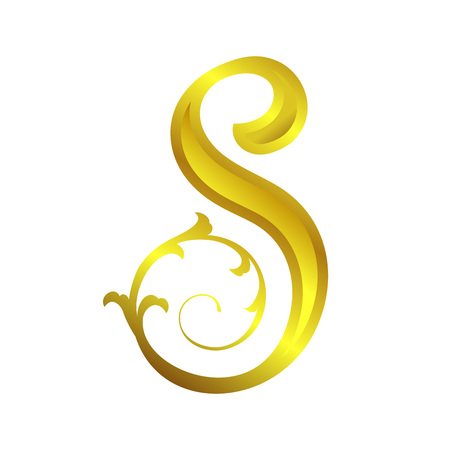Initial S Lettermark Golden Floral Ornamental Vector Symbol Graphic Logo Design Templateのイラスト素材