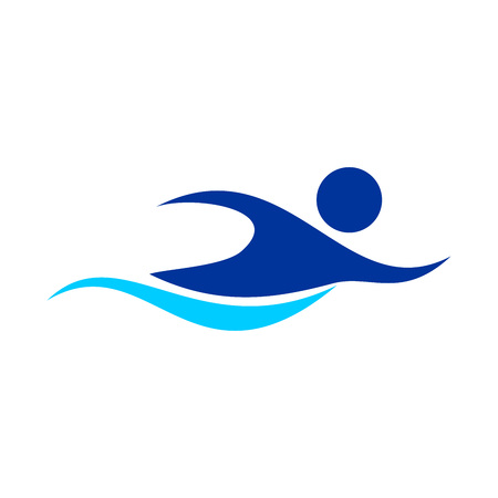 Swimming Figure Abstract Swoosh Vector Symbol Graphic Logo Design Templateのイラスト素材