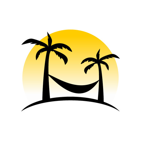 Sunset Relaxing Hammock Vector Illustration Symbol Graphic Logo Designのイラスト素材