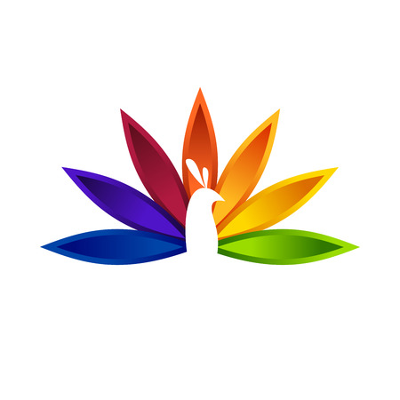 Peacock Bird Colorful Flower Shape Vector Symbol Graphic Logo Design Templateのイラスト素材