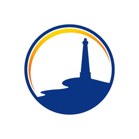 Bay Side Lighthouse Blue Circle Vector Symbol Graphic Logo Design Templateのイラスト素材