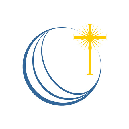 World Global Enlightenment Cross Church Vector Symbol Graphic Logo Design Templateのイラスト素材