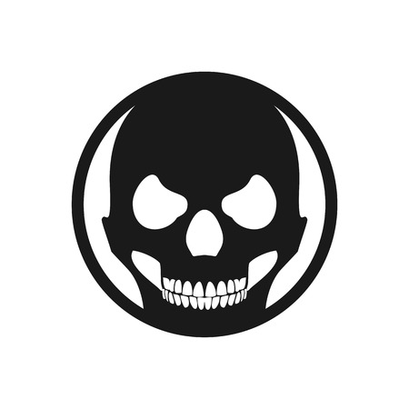 Black Circle Skull Death Face Vector Symbol Graphic Logo Design Templateのイラスト素材