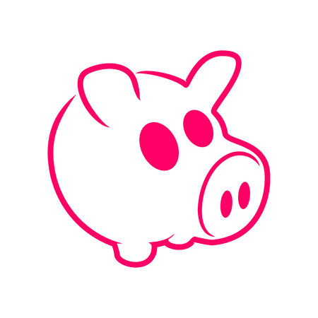 Cute Pinky Pig Outline Illustration Graphic Designのイラスト素材