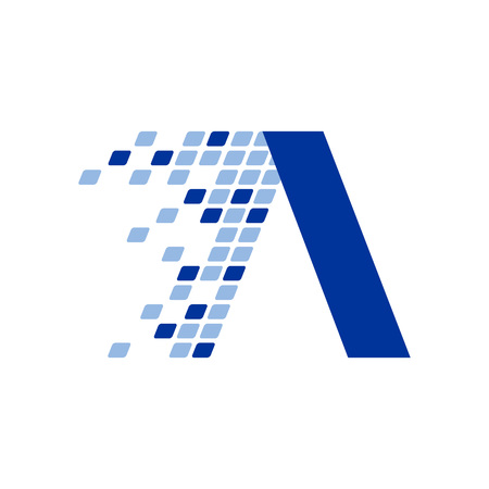 Initial A Letter Digital Data Fragment Movement Symbol Designのイラスト素材
