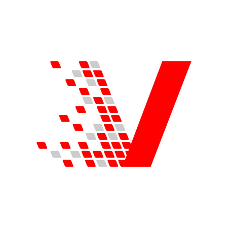Initial V Letter Digital Data Movement Symbol Designのイラスト素材
