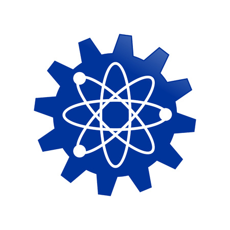 Blue Gear Cog Science Engineering Atom Vector Symbol Graphic Logo Design Templateのイラスト素材