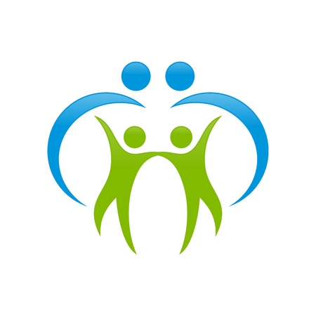 Happy Family Protection Swoosh People Vector Symbol Graphic Logo Design Templateのイラスト素材