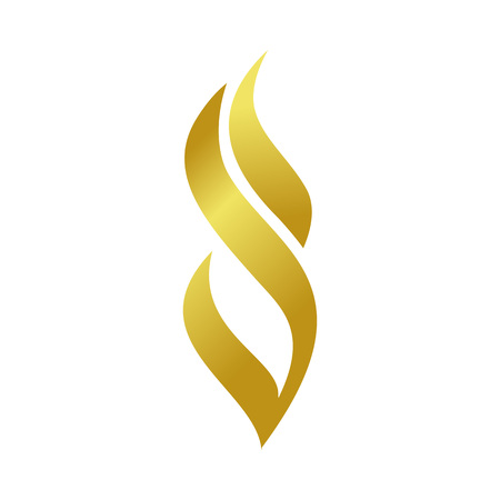 Golden Abstract Fire Flame Shape Vector Symbol Graphic Logo Design Template