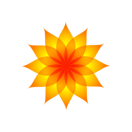 Orange Yellow Fountain Color Flower Vector Symbol Graphic Logo Design Templateのイラスト素材