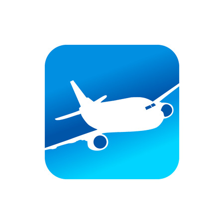Flying Airplane Blue Rounded Square Icon Designのイラスト素材