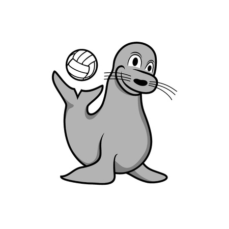 Happy Seal Playing Ball Illustration Designのイラスト素材