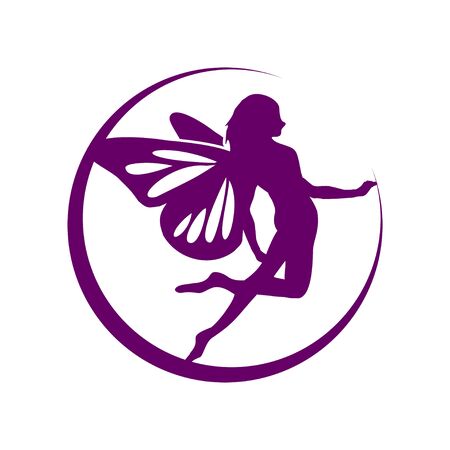 Crescent Moon Flying Fairy Vector Illustration Symbol Graphic Logo Design Templateのイラスト素材