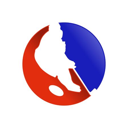 Hockey Player Silhouette Circular Vector Symbol Graphic Logo Design Templateのイラスト素材