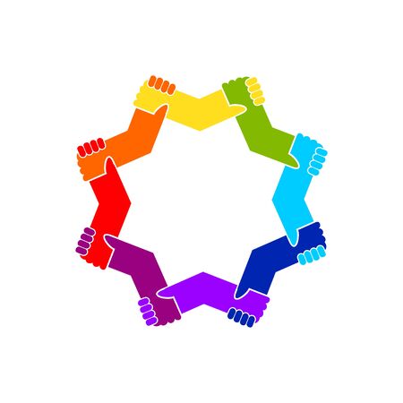 Unity in Diversity Holding Hands Star Shape Vector Symbol Graphic Logo Design Templateのイラスト素材