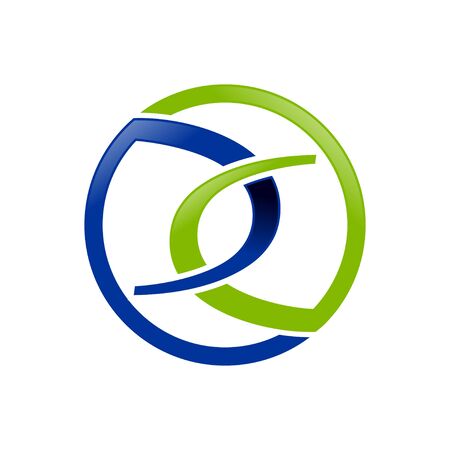 Blue Green Link Chain Insurance Vector Symbol Graphic Logo Design Templateのイラスト素材