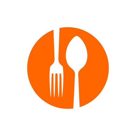 Spork Negative Spoon Fork Restaurant Circle Iconのイラスト素材