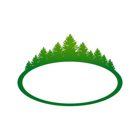 Green Forest Landscape Oval Shape Symbol Designのイラスト素材