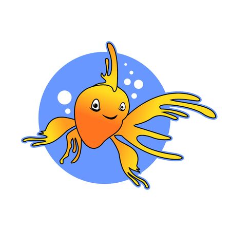 Smile Yellow Goldfish Illustration Designのイラスト素材
