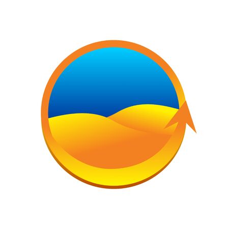 Golden Land Desert Circular Logo 3D Symbol Designのイラスト素材