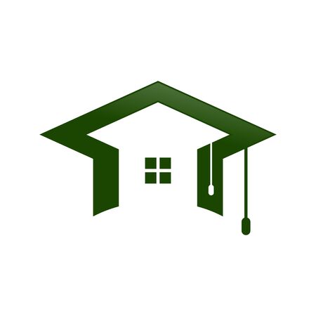 Graduation Cap Home Shape Space Vector Symbol Graphic Logo Design Templateのイラスト素材