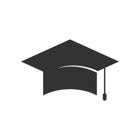 Simple Graduation Cap Vector Silhouette Symbol Graphic Logo Design Templateのイラスト素材