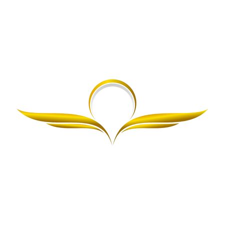Winged Celestial Golden Swoosh Vector Symbol Graphic Logo Design Templateのイラスト素材