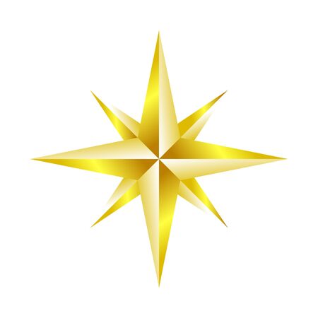 Compass Rose Navigation Golden Star Vector Symbol Graphic Logo Design Templateのイラスト素材