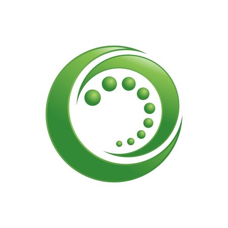 Organic Circle Green Crescent Shape Vector Symbol Graphic Logo Design Templateのイラスト素材
