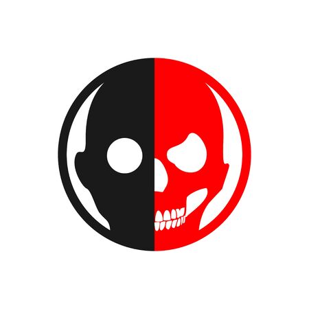 Half Face Halloween Skull Vector Symbol Graphic Logo Design Templateのイラスト素材