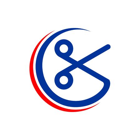 Haircut Scissor Circular Symbol Vector Symbol Graphic Logo Design Templateのイラスト素材
