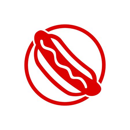 Red Hot Dog Simple Circular Icon Symbol Designのイラスト素材