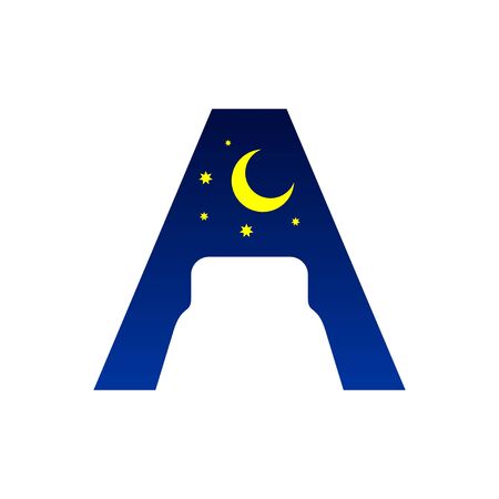 Initial Letter A Bed Negative Space Symbol Designのイラスト素材