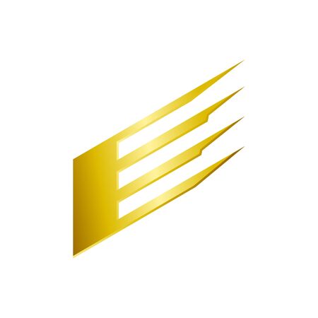 Slanted Gold Initial E Lettermark Vector Symbol Graphic Logo Icon Design Templateのイラスト素材