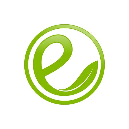 Green Circular Organic Initial e Lettermark Vector Symbol Graphic Logo Icon Design Templateのイラスト素材