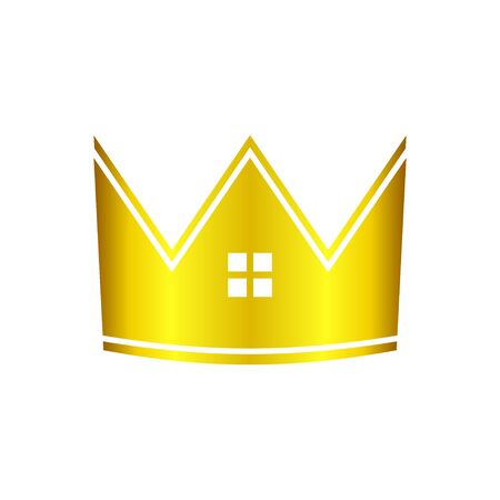 Golden Real Estate House Crown Vector Symbol Graphic Logo Icon Design Templateのイラスト素材