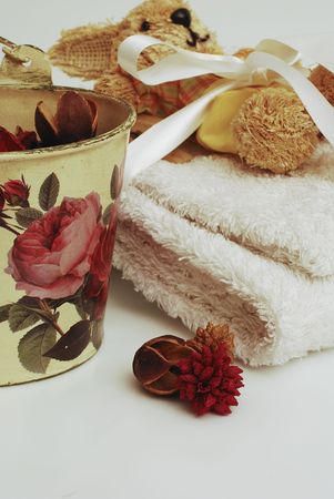 Towels assortment for bathroom or wellness therapy isolated