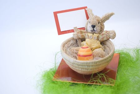 Easter concept Colorful bunny in a basket