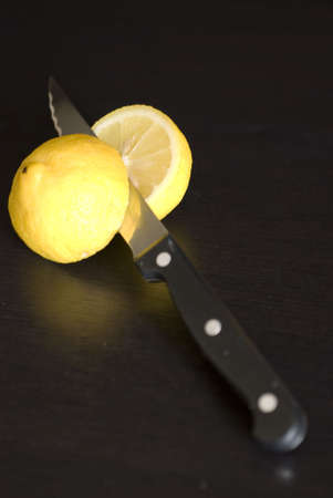Lemon Fresh fruit, a tropical lemon on black background の写真素材