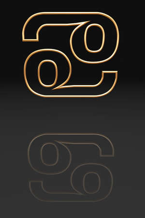3D Zodiac signs, gold metal on black backgroundの写真素材