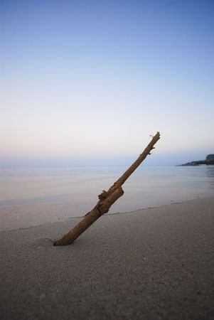 Sunset, view of a beach in the Mediterraneanの写真素材