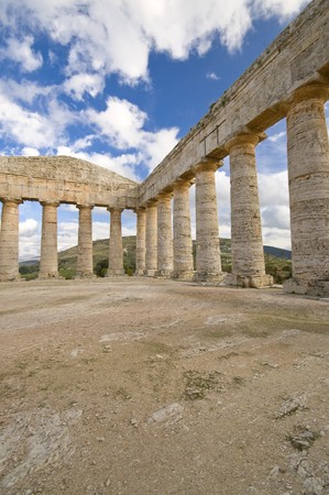 Ancient greek temple in segesta acropolis sicily Italyの写真素材