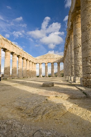 Ancient greek temple in segesta acropolis sicily Italyの写真素材