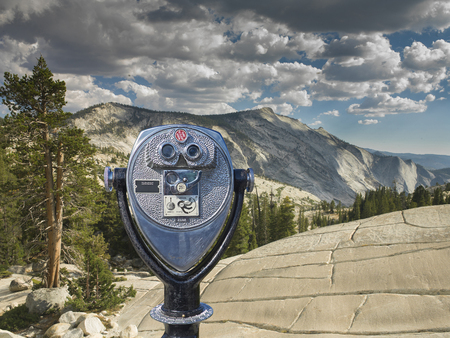 Binocular viewer at Olmsted Point, Yosemite National Park, California, USAの写真素材