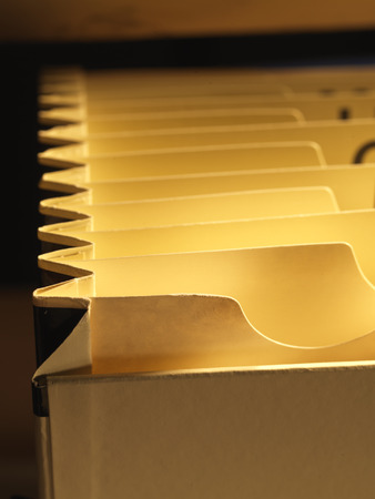 Yellow Expansion File with index lettersの写真素材