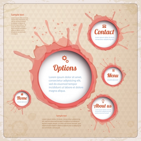 Vintage Web design with wine spots  Vector Illustration のイラスト素材