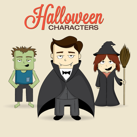 Cute halloween charactersのイラスト素材