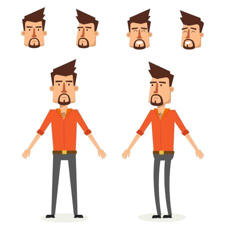 Cool Young Man Character Design. Vector Illustrationのイラスト素材