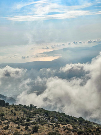 Mountains in the clouds. Crimea, Ukraine, Europe. Beauty world.の写真素材