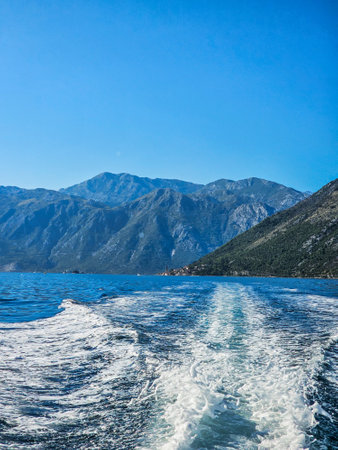 Boat trip in Kotor bay, Montenegro, Balkans.の写真素材